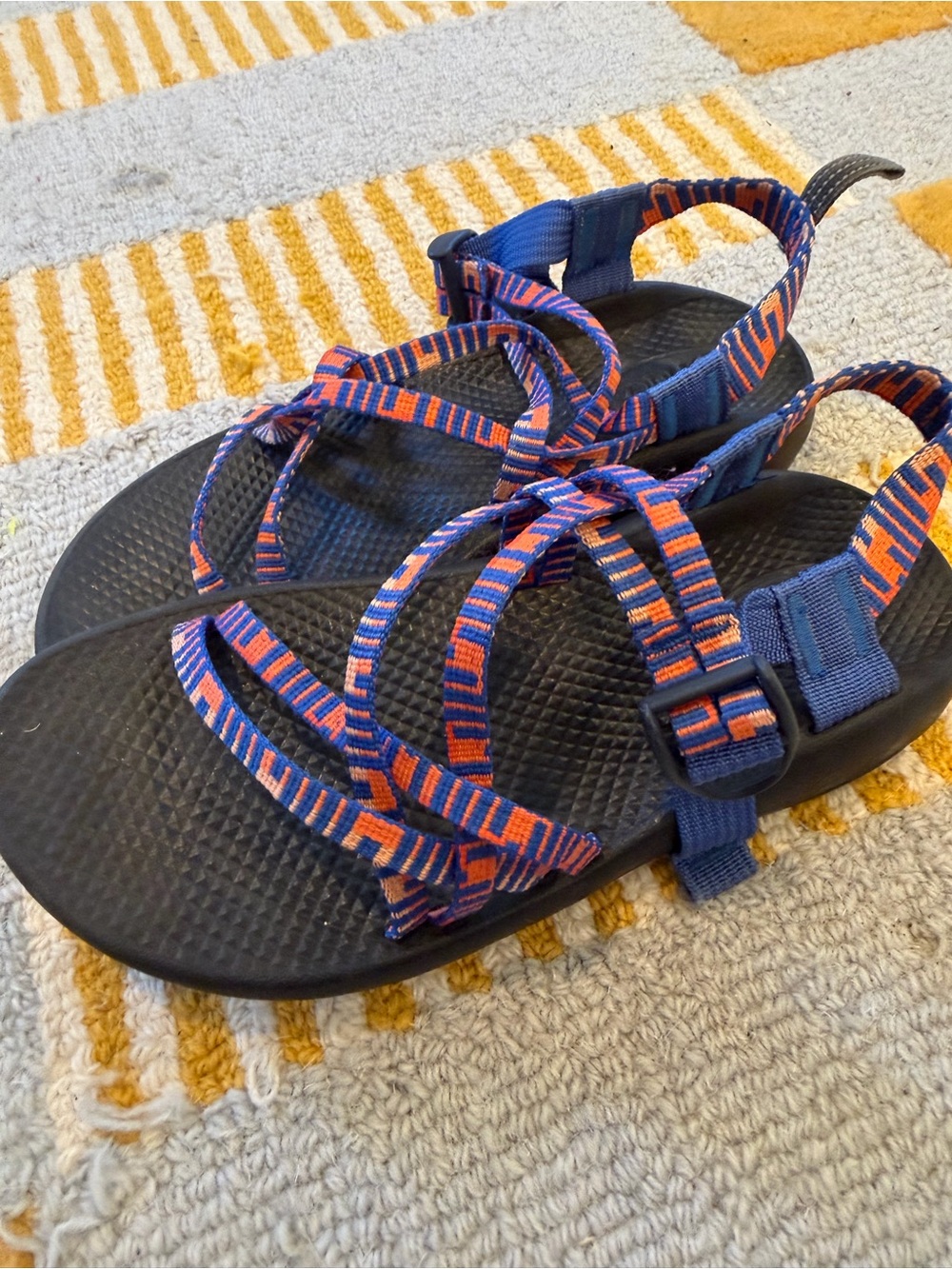 Chaco Kids Sandals Blue and Orange Patterned Straps